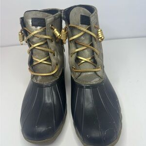 Sperry Women's Black and Gold Winter Boots Size 9.5